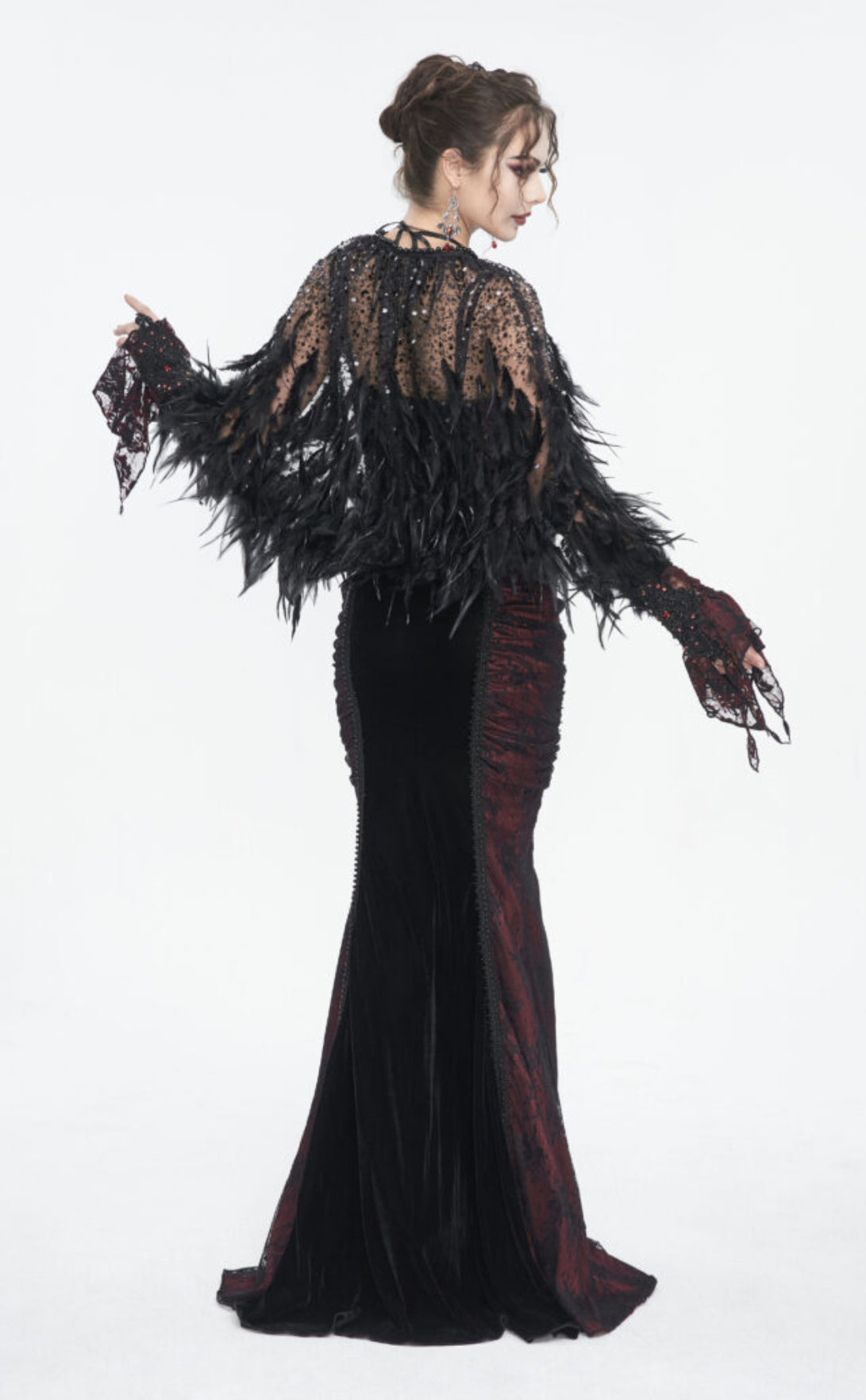 Sheer Black Feather Shawl