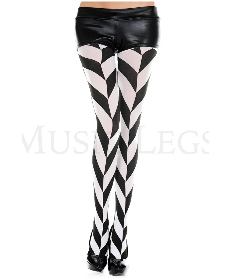 Black & White Diagonal Striped Tights