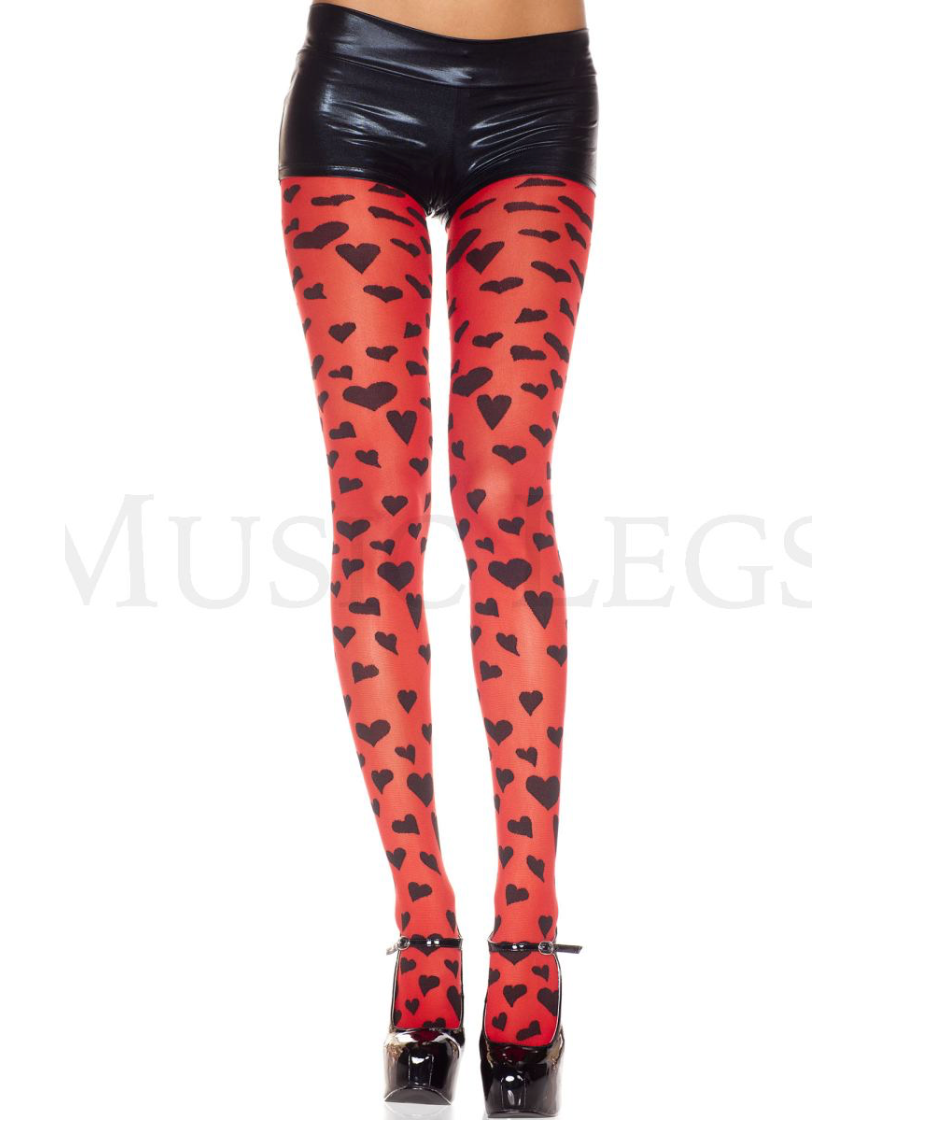 Heart Print Pantyhose
