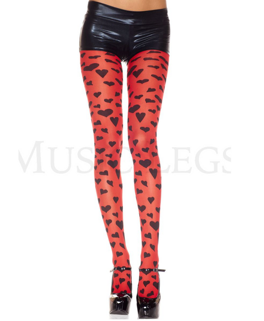 Heart Print Pantyhose