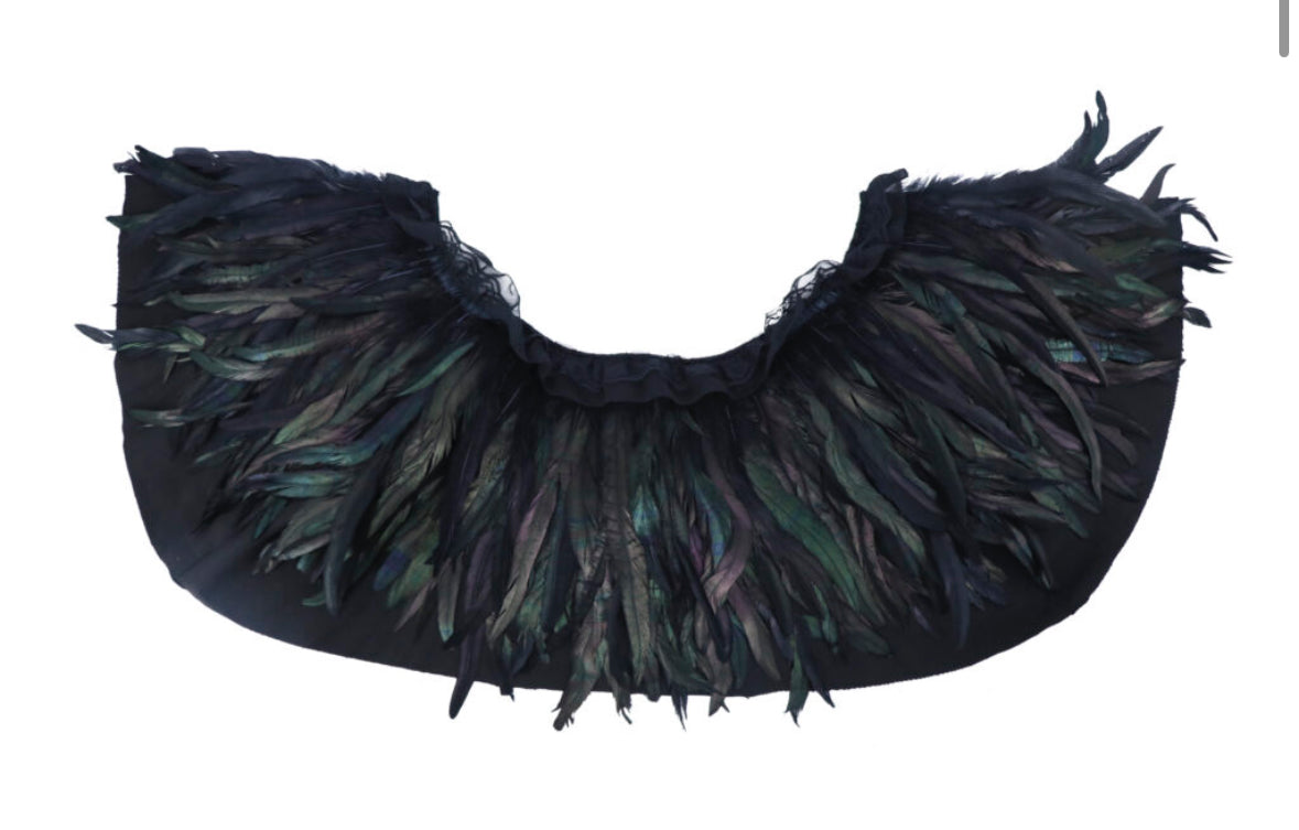 Gothic Dark Green Feather Cape