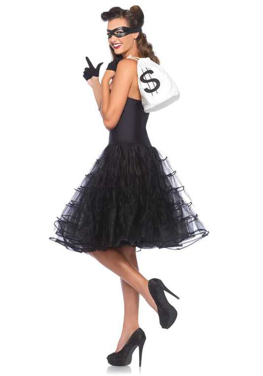 Black Knee Length Layered Petticoat Dress