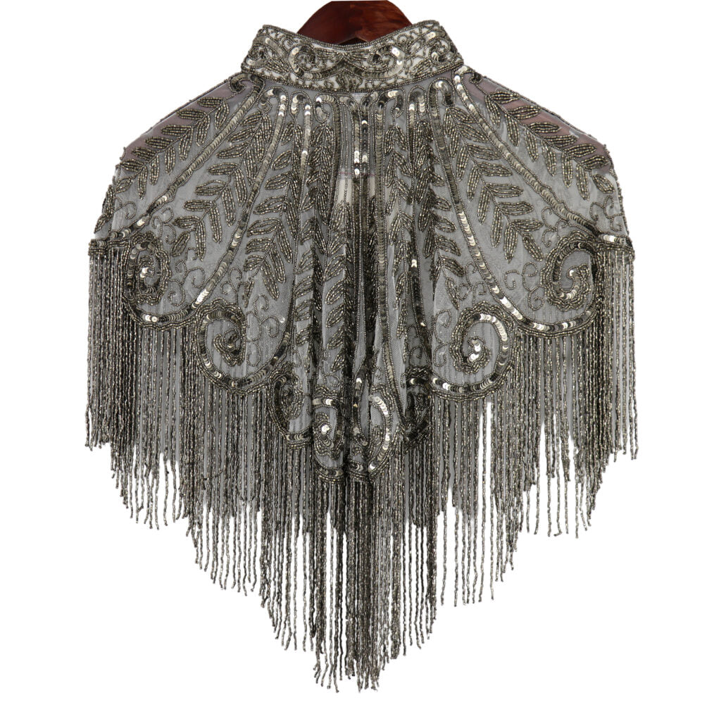 Beaded Capelet with Fringing - Silver COMING SOON