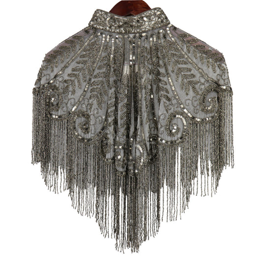 Beaded Capelet with Fringing - Silver COMING SOON