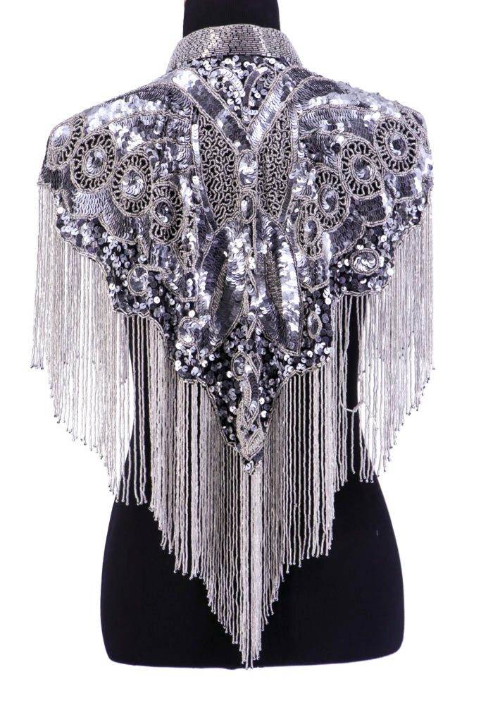 Beaded Cape with Collar - Silver COMING SOON