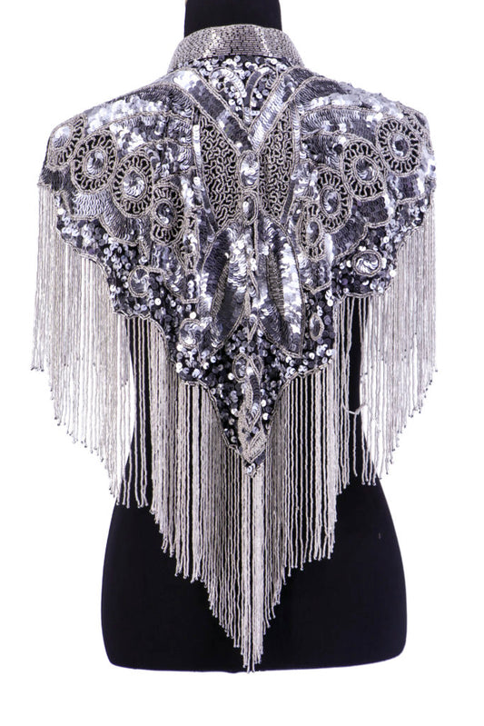 Beaded Cape with Collar - Silver COMING SOON