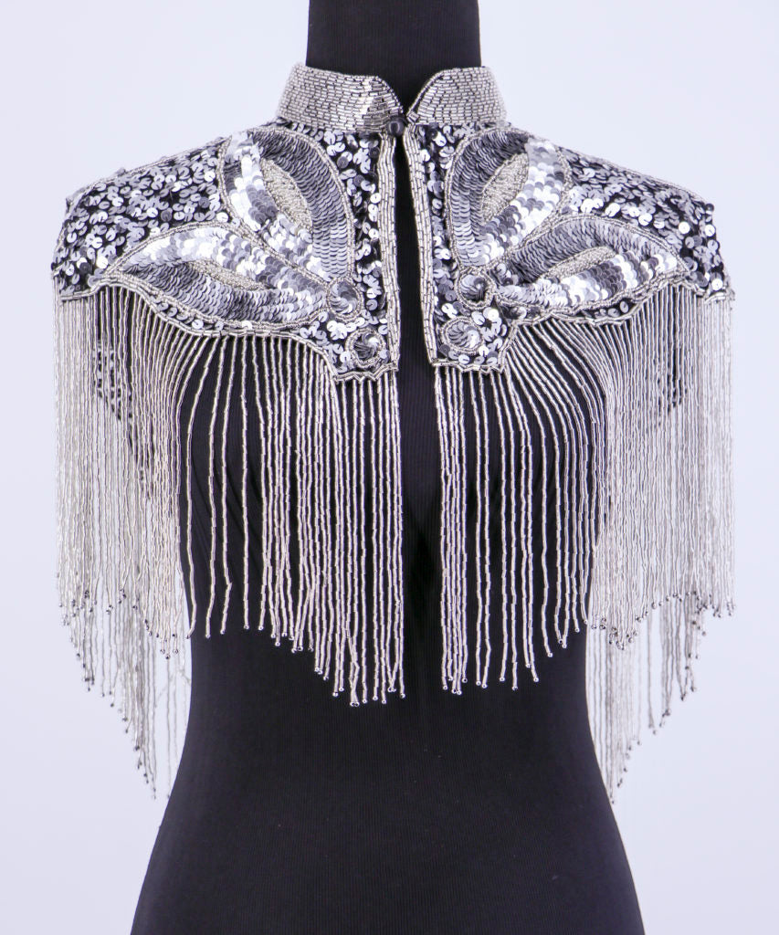 Beaded Cape with Collar - Silver COMING SOON