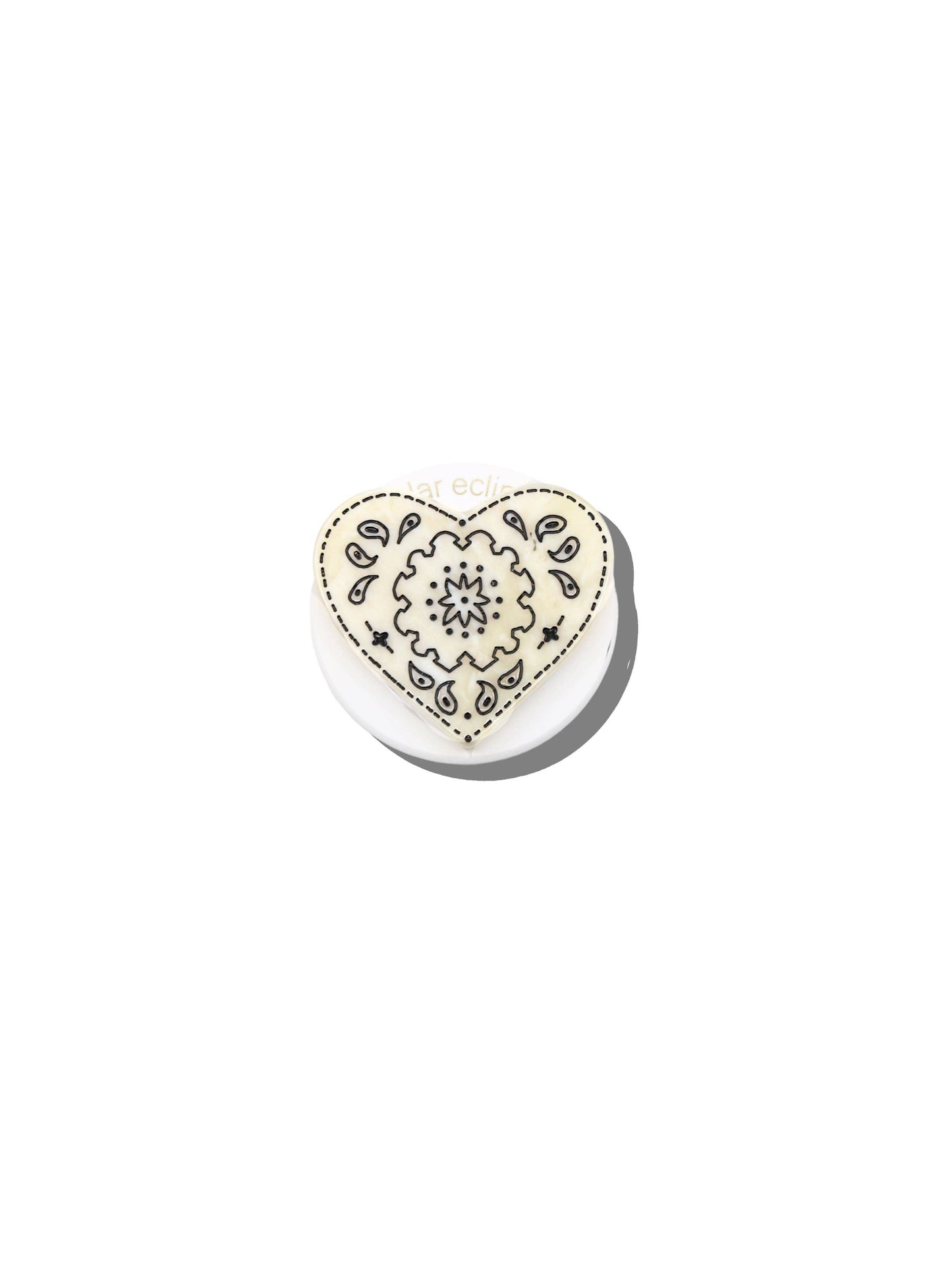 Solar Eclipse Hand-painted Paisley Heart Grip Charm - White