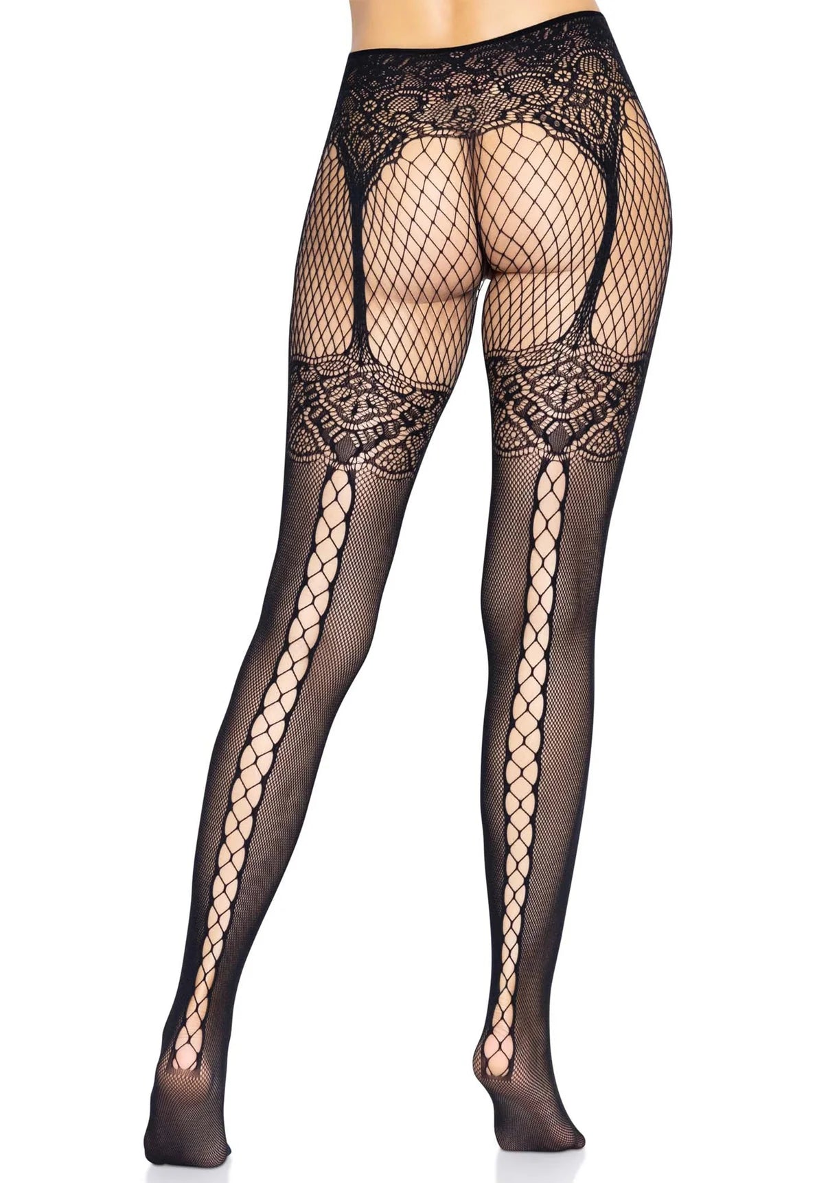 Fishnet Tights with Lace-up Backseam