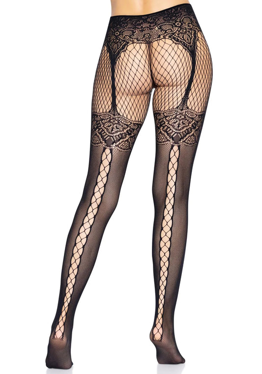 Fishnet Tights with Lace-up Backseam