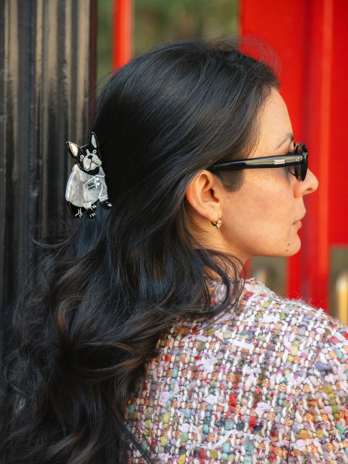 Solar Eclipse Hand-Painted Frenchie Claw Hair Clip