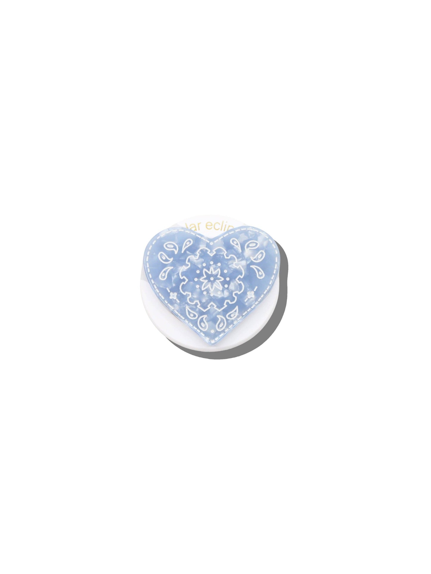 Solar Eclipse Hand-painted Paisley Heart Grip Charm - Baby Blue