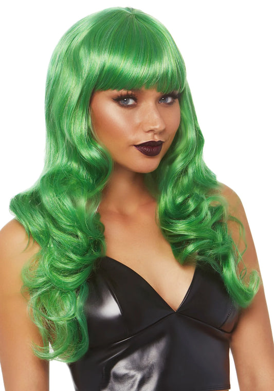 Green Misfit Long Wavy Wig
