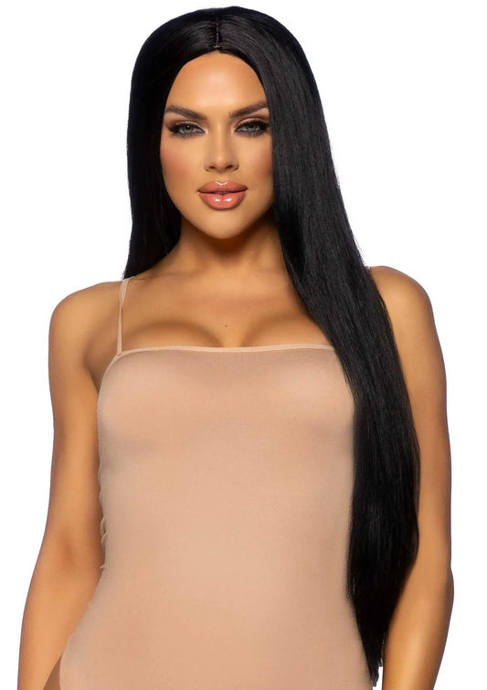 Long Straight Center Part Wig - Black