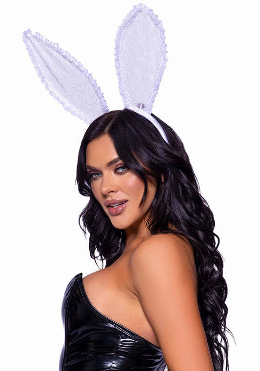 White Lace Bunny Ear Headband
