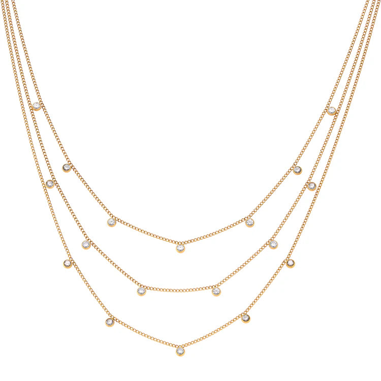 Bijoux De Mimi Amy Stacker Necklace Gold & Crystal