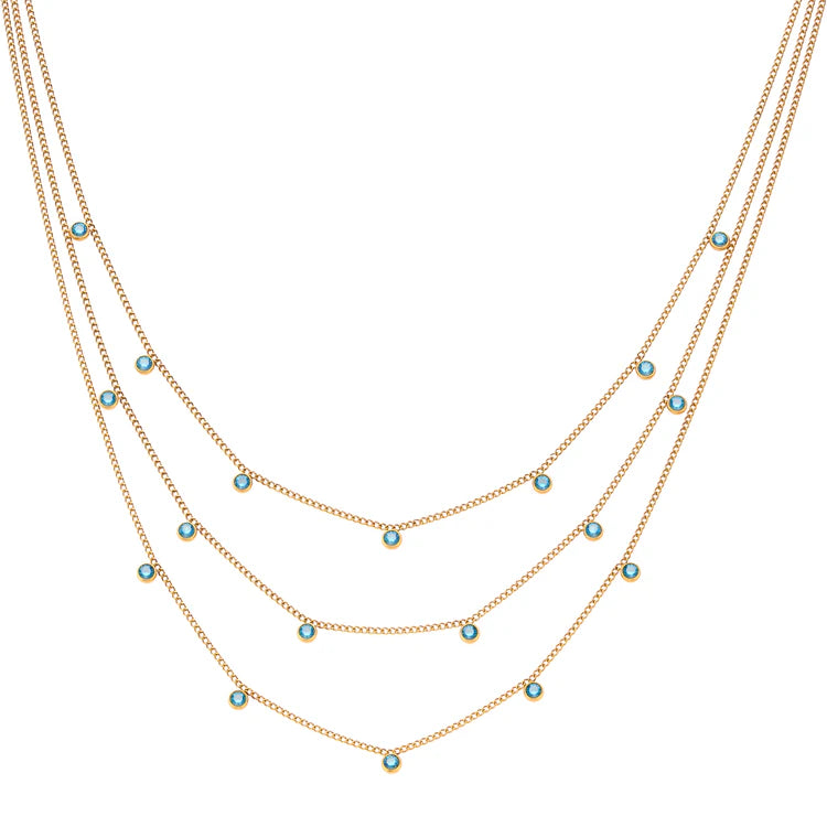 Bijoux De Mimi Amy Stacker Necklace Gold & Turquoise