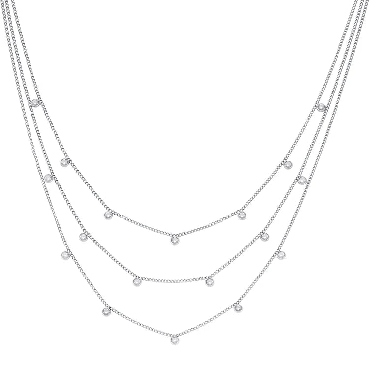 Bijoux De Mimi Amy Stacker Necklace Silver & Crystal