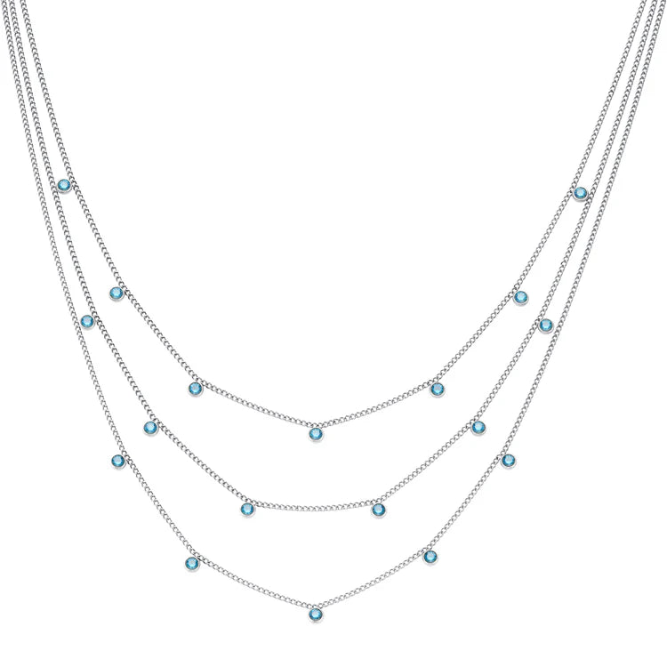 Bijoux De Mimi Amy Stacker Necklace Silver & Turquoise
