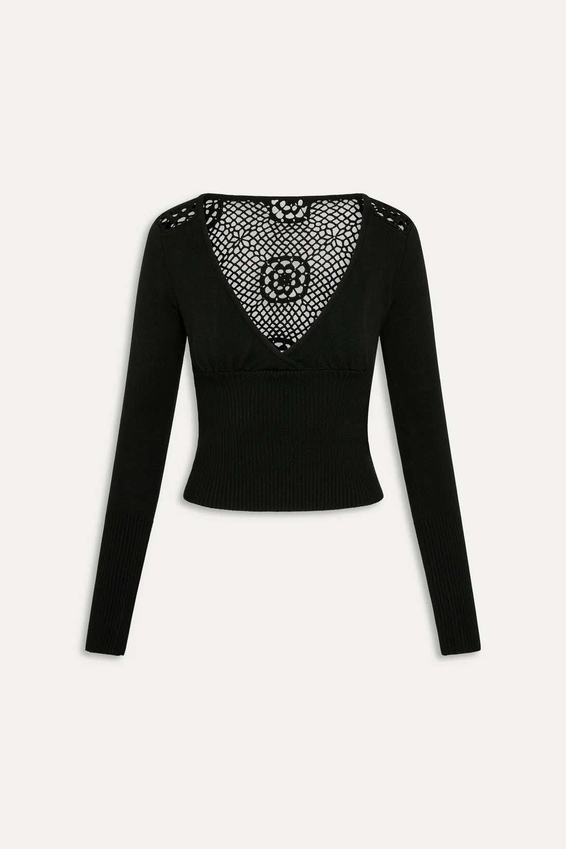 Frankies Bikinis Arlo Crochet Knit Sweater - Black