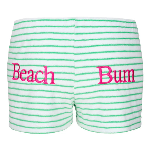 Green Stripe 'Beach Bum' Towelling Shorts