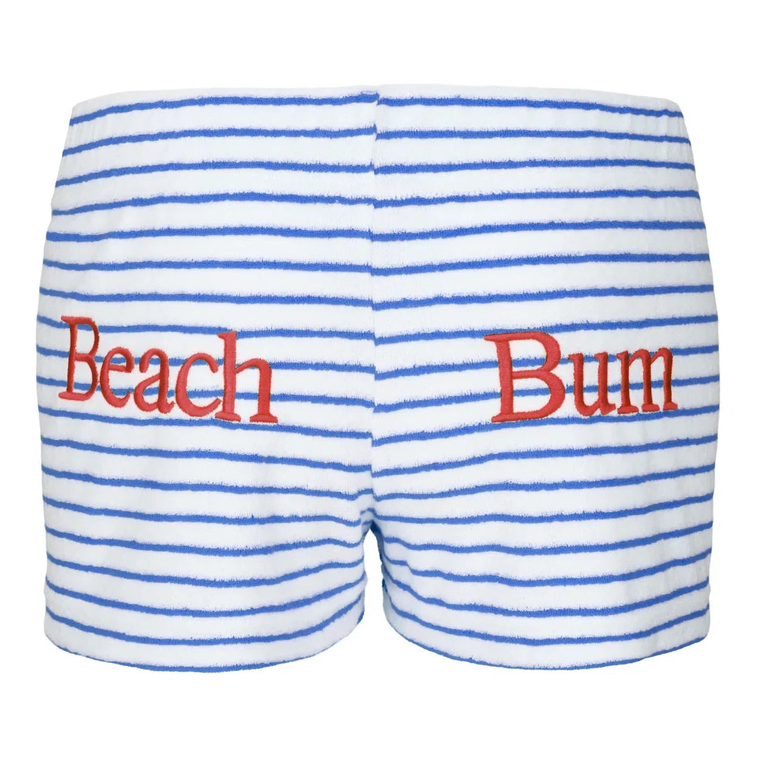 Blue Stripe 'Beach Bum' Towelling Shorts