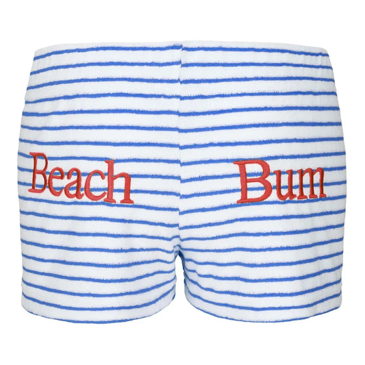 Blue Stripe 'Beach Bum' Towelling Shorts