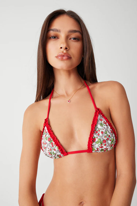 Frankies Bikinis Berry Triangle Halter Bikini