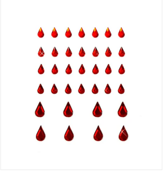 Neva Nude Bloody Brilliant Red Iridescent Individual Crystal Jewel BodiStix In Your Face Edition