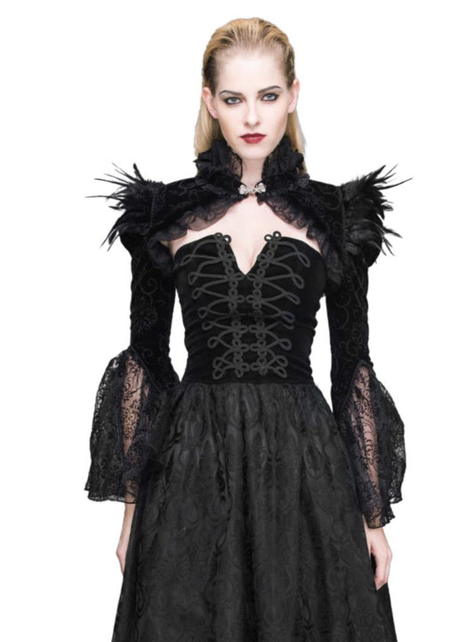 Vintage Gothic Short Feather Cape