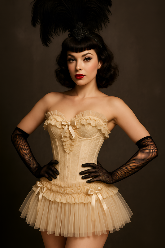 Candice Dress - Cream Satin with Cream Lace Overlay