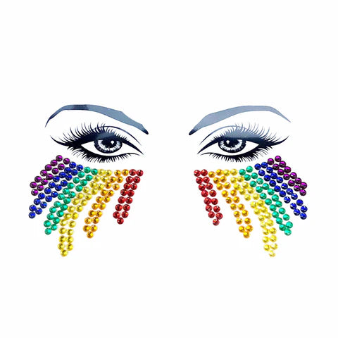 Rainbow Tears Multicolor Crystal Face Jewels