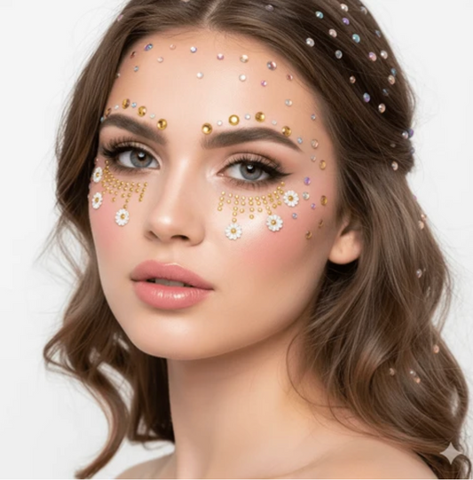 Neva Nude Carnival Daisy Gold Crystal Face Jewels