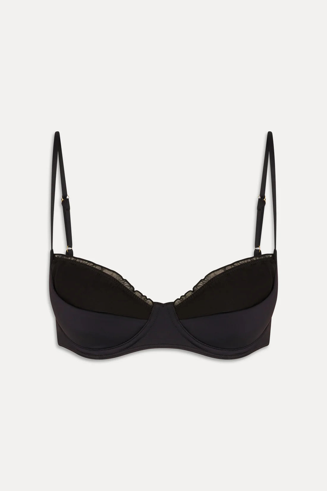 Frankies Bikinis Austin Ruffle Underwire Bikini Top & Mackenzie Cheeky String Bikini Bottom - Black