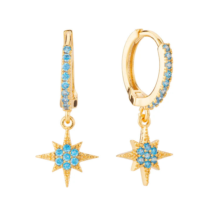 Bijoux De Mimi Cosima Turquoise Gold Star Huggie Earrings