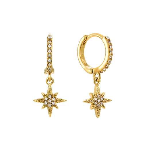 Bijoux De Mimi Cosima Star Huggie Earrings - Gold & Crystal