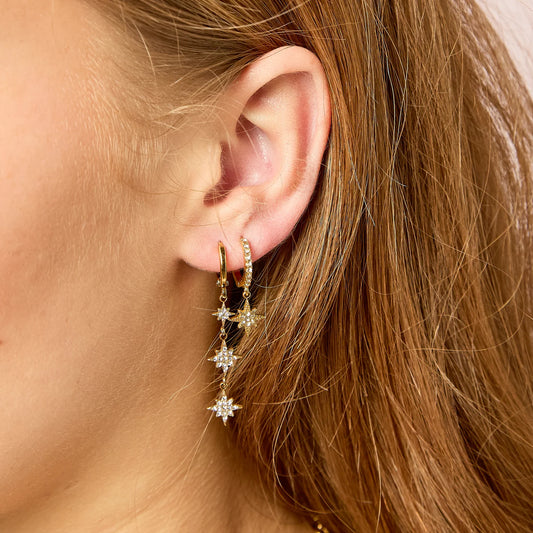 Bijoux De Mimi Cosima Star Huggie Earrings - Gold & Crystal
