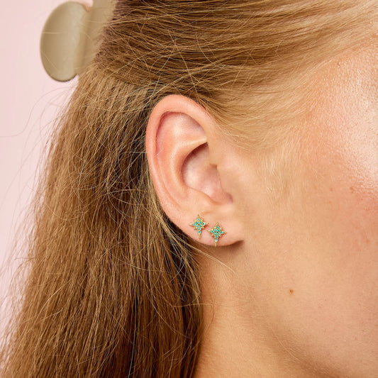 Bijoux De Mimi Cosima Star Stud Earrings - Gold Turquoise