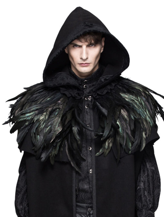 Gothic Dark Green Feather Cape