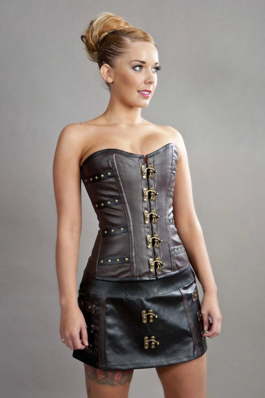 IN STORE ONLY - C-Lock Overbust Corset in Brown Matte Vinyl