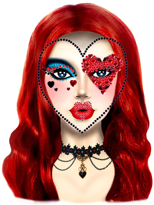 Queen of Hearts Adhesive Face Jewels Sticker