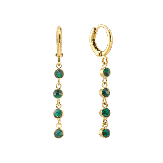 Bijoux De Mimi Ellica Droplet Huggie Earrings - Gold & Green