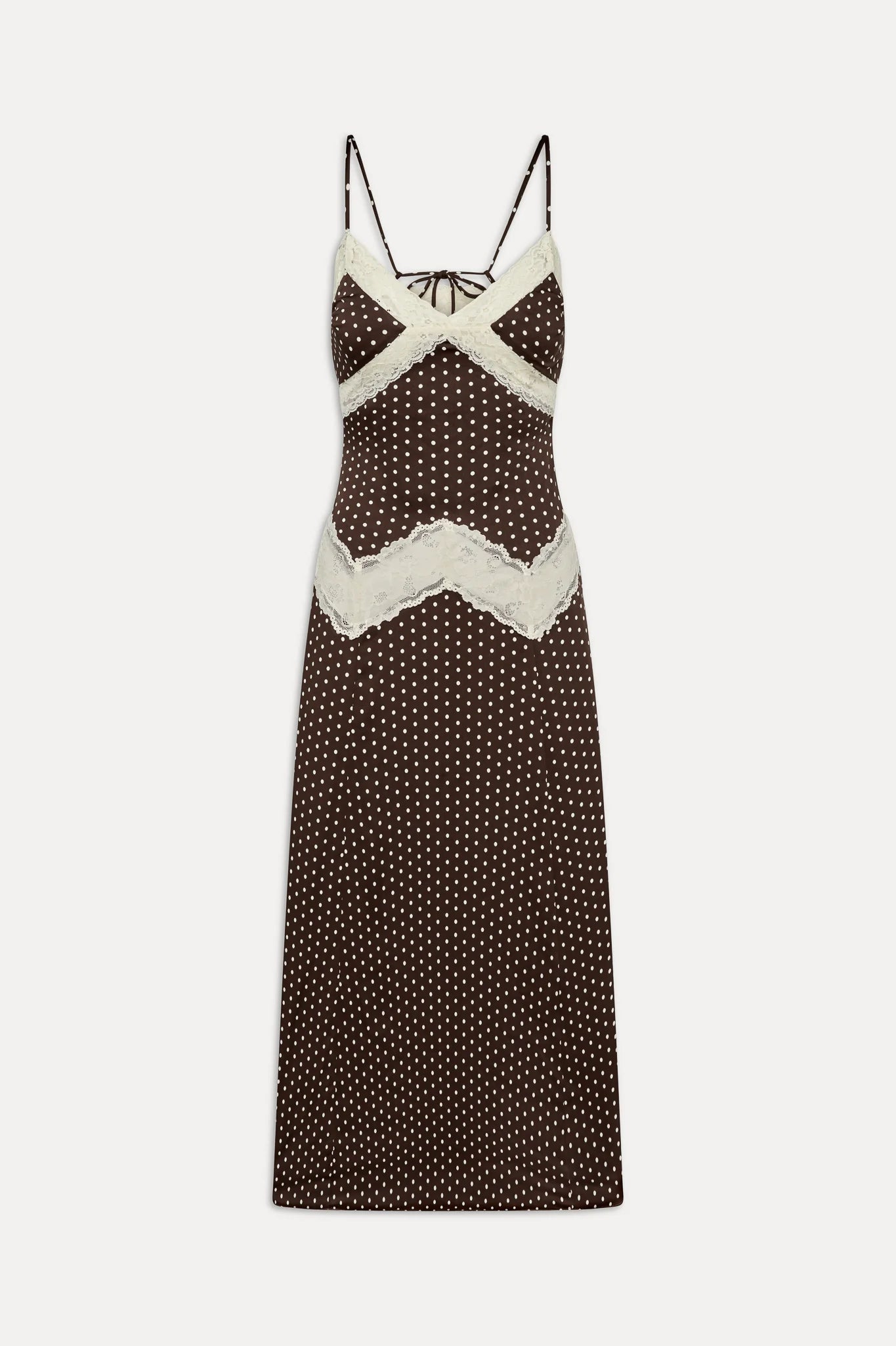 COMING SOON Frankies Bikinis Ethereal Lace Maxi Dress - Chocolate Dot
