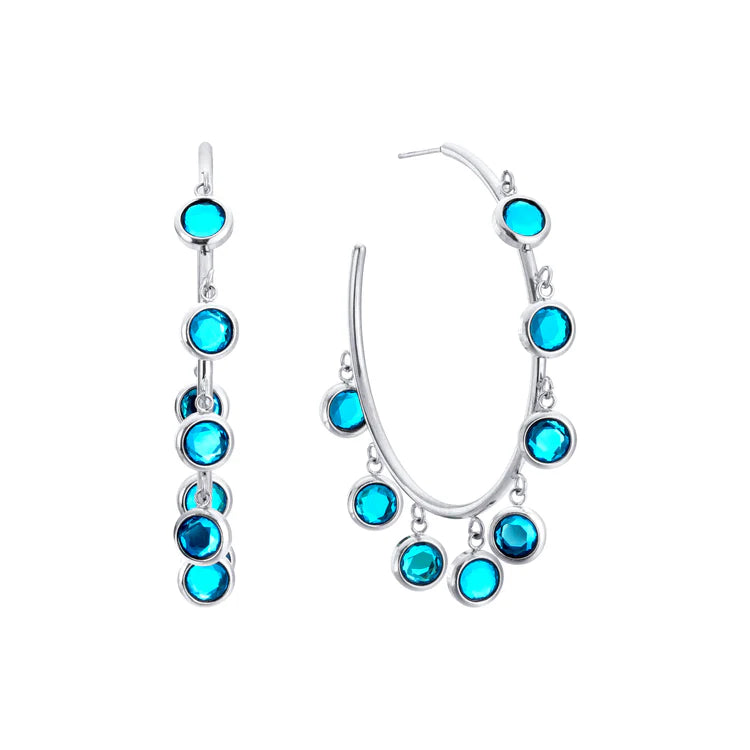 Bijoux De Mimi Faiza Silver & Turquoise Droplet Hoops