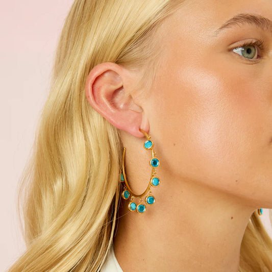 Bijoux De Mimi Faiza Gold & Turquoise Droplet Hoops