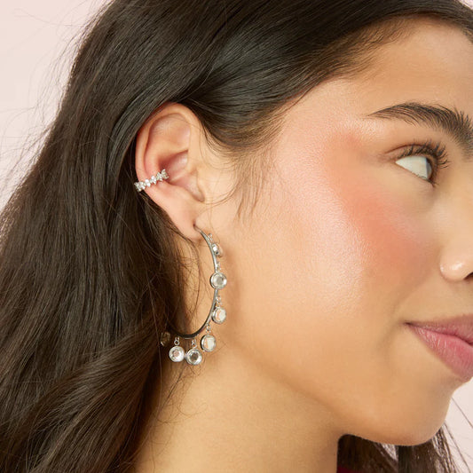 Bijoux De Mimi Faiza Silver & Crystal Droplet Hoops