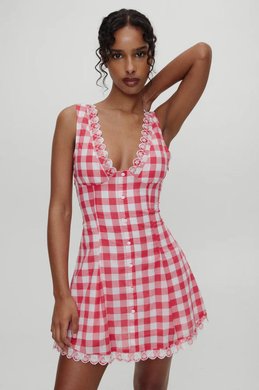 Frankies Bikinis x BELLA HADID Farm Gingham Mini Dress