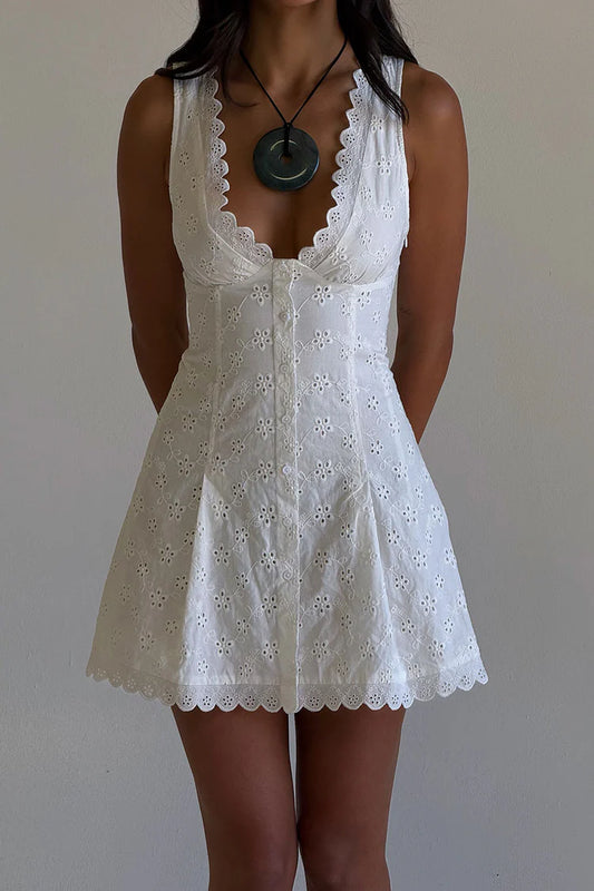 Frankies Bikinis x BELLA HADID Farm Eyelet Mini Dress