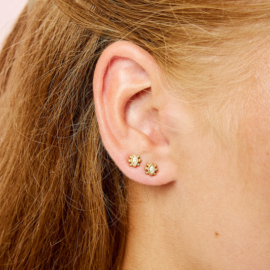 Bijoux De Mimi Francesca Stud Earrings - Gold Crystal