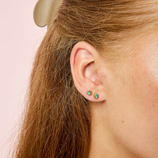 Bijoux De Mimi Francesca Stud Earrings - Gold Turquoise